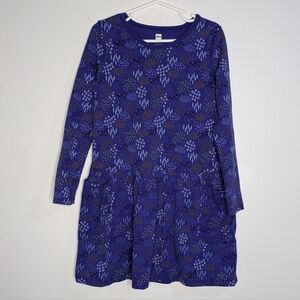 Tea Collection Periwinkle Blue/Purple Floral Bunny Long Sleeve Dress 6